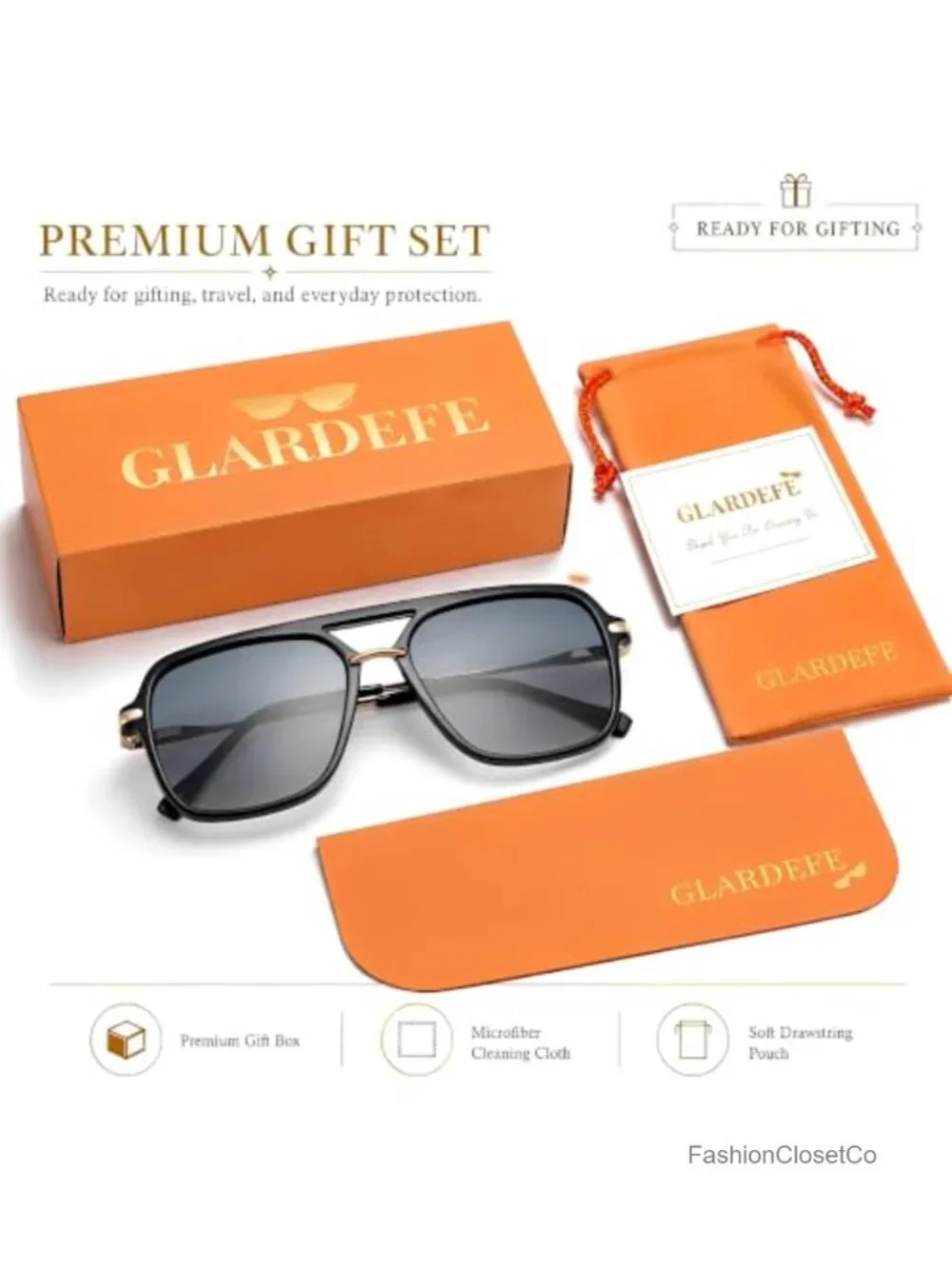 Polarized Aviator Sunglasses UV400 Double Bridge Square Oversized Metal Frame